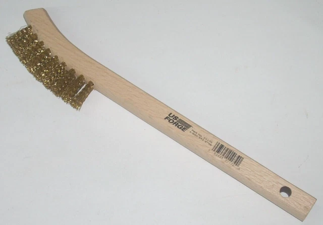 US Forge 01172 Brass Wire Brush w Wood Handle Knuckle Brush 9 Row 7 3/4" L