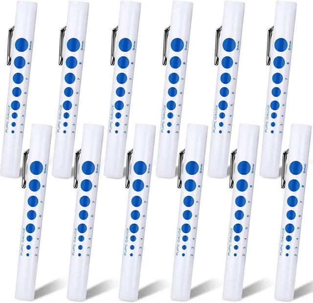 Weewooday 12 Pack Pen Lights for Nurses Pen Light with Pupil Gauge and Ruler for