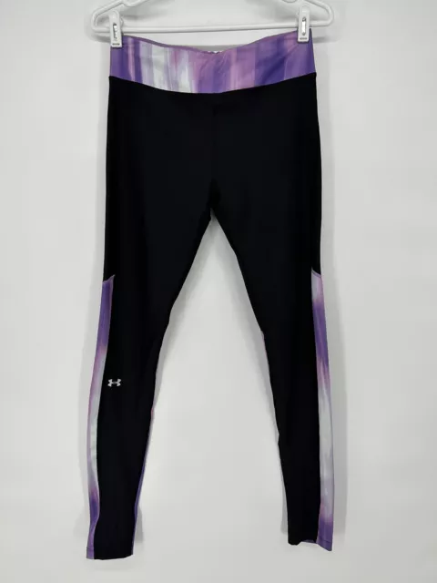 Under Armour Womens Black Purple HeatGear Alpha Compression Leggings Size M