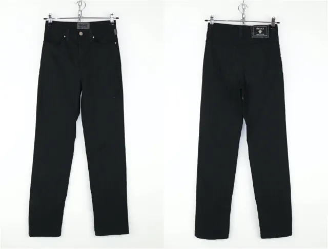 Versace Jeans Couture Vintage y2k Women Striped Black Skinny Fit Jeans Sz 30 44