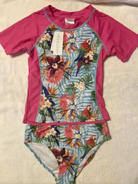 New tags Jantzen girls 2 pc. tankini Swimsuit set size 12 UPF 50+ bird paradise