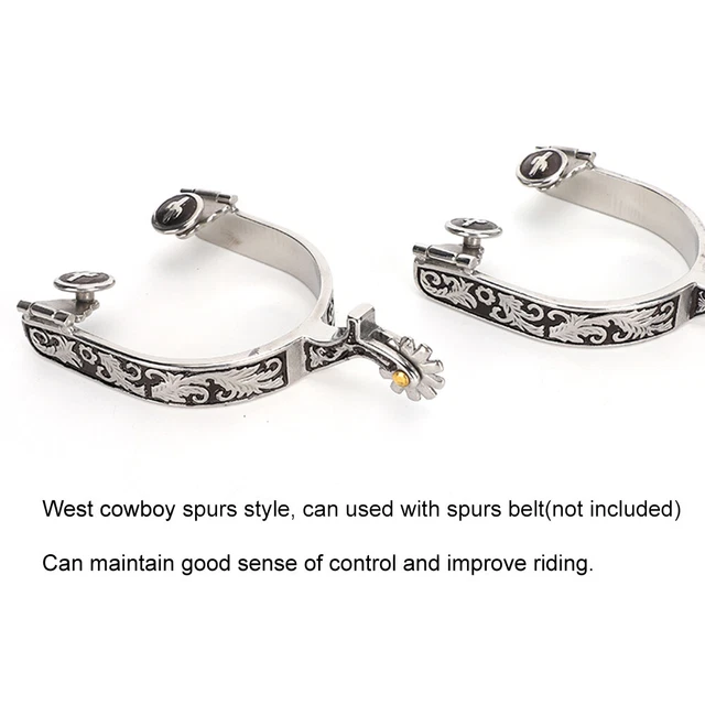 Stainless Steel West Cowboy Exquisite Pattern Horse Boot Spurs Decoration Wi Ecm