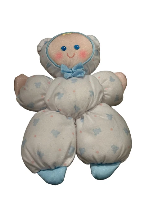 Vintage Fisher Price Slumber Babies White Cloth Blue Teddy Bear Doll Plush