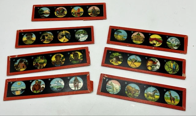 LE PETIT POUCET. CENDRILLON. 5 plaques de verre pour lanterne magique