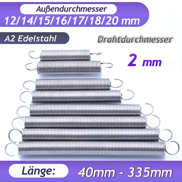 5 Stücke 304 Edelstahl Druckfeder 60mm, Durchmesser 1,5mm, Außendurchmesser 15mm 5 Stücke 304 Edelstahl Druckfeder 60mm, Durchmesser 1,5mm, Außendurchmesser 15mm