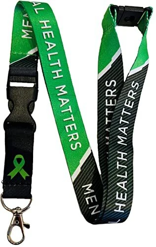 Green Ribbon - Mental Health Matters Awareness Neck Lanyard with Safety Break...