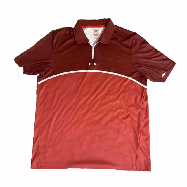 Oakley Men’s 1/4 Zip Polo Shirt Regular Fit Red Short Sleeve Size Large