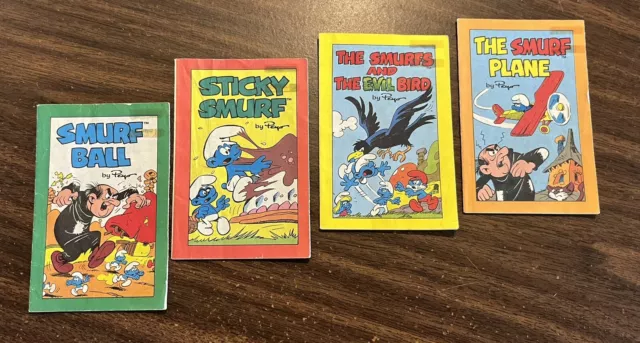 Tiny Vintage 1982 Marvel Peyo Smurf Mini Comic Book Lot of 4; Pre-owned