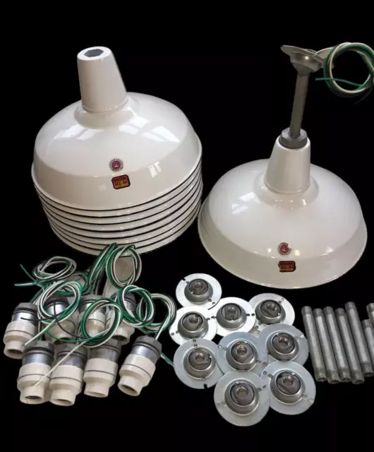 One 40s Appleton 16" Porcelain Industrial White Barn Light Vintage Gas Station A
