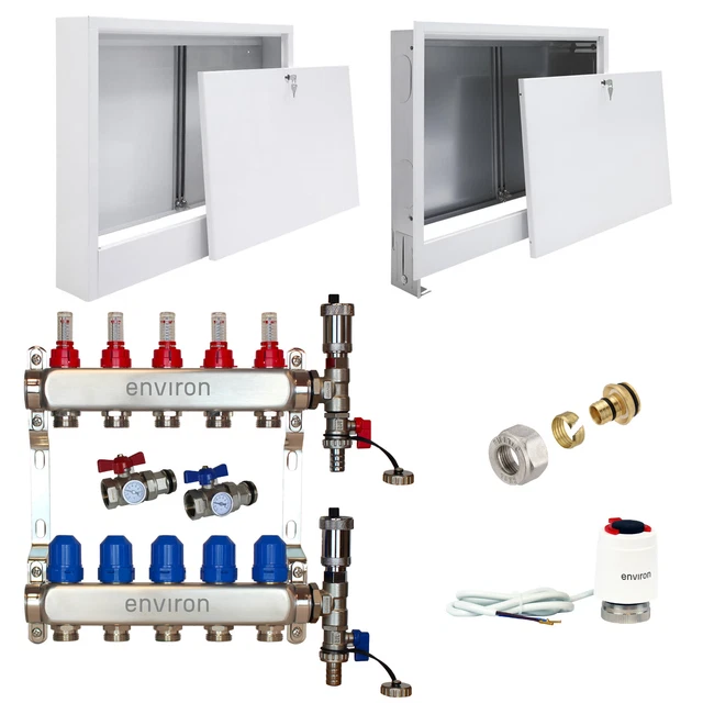 thumbnail image 2 of Environ Stainless Steel Heating Circuit Distributor 2-12 Circuits For Underfloor Heating With Vent Group 2 of 4