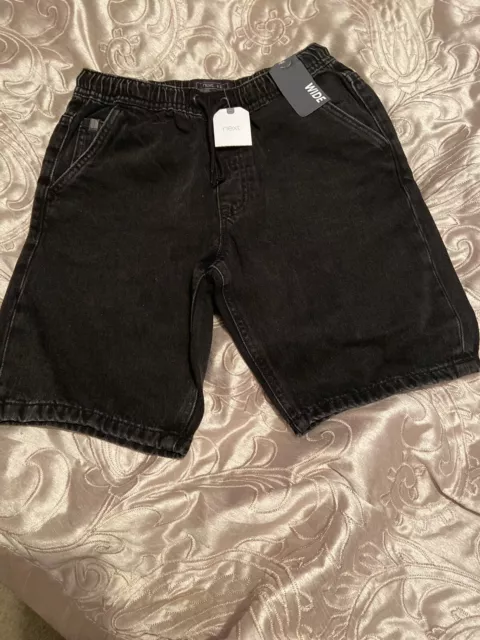 Boys Next Black Denim Shorts Age 9 Wide Fit