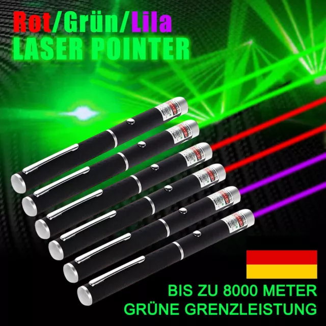 Laserpointer Grün Rot,  8000 METR Reichweite EXTREM STARK / SEHR HELL 1mW Akku