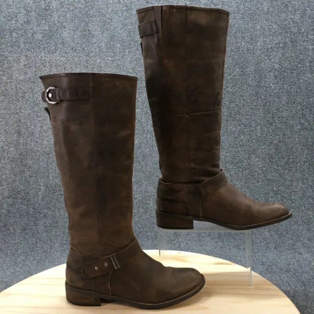 Steven by Steve Madden Boots Womens 8.5 Ryley Tall Riding Brown Leather Buckle