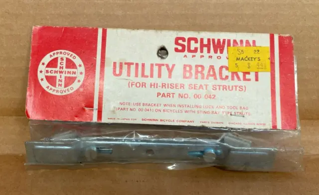 1970 Original Schwinn Sting Ray Bicycle NOS Sissy Bar Tool Bag Utility Bracket