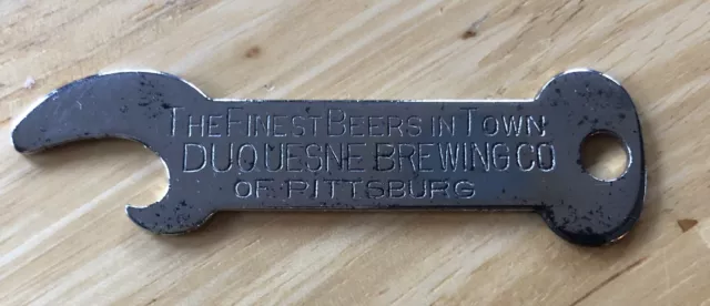 Beer Bottle Opener Duquesne Brewing Co Pittsburgh PA Silver Top