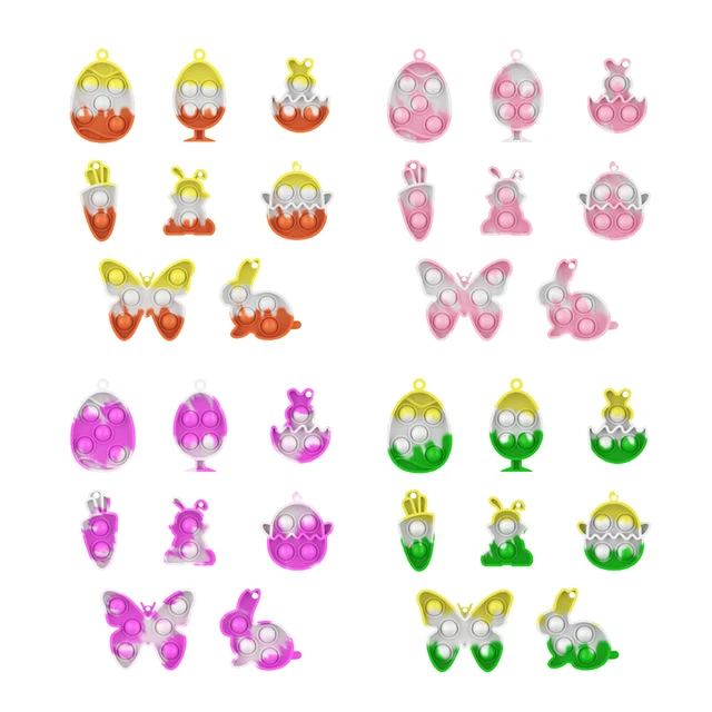 Soft Keychain Pinch Toy Rabbit Easter Egg Key Chain Squeeze Toy Elastic 8pcs