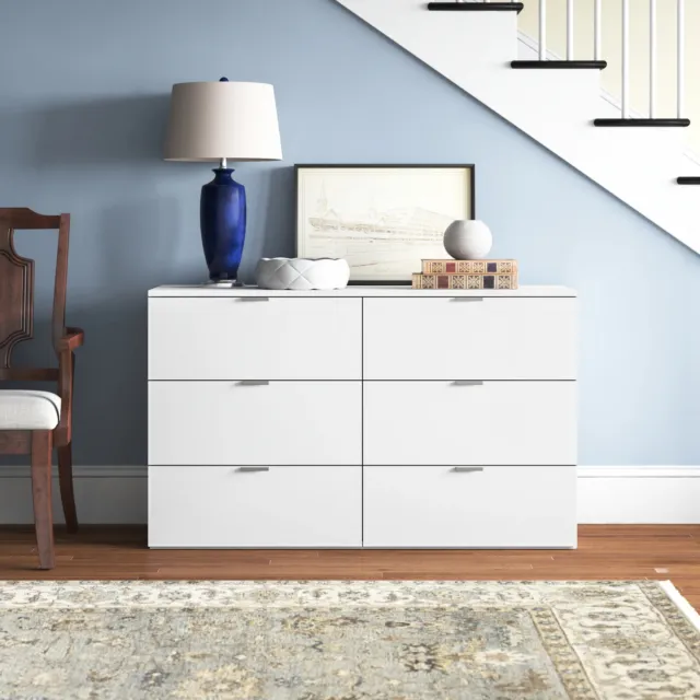 NEW Giorgi 6 - Drawer Dresser Storage Cabinet Organizer for Bedroom, Black/White
