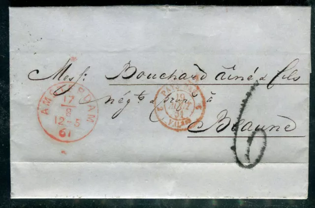 Pays Bas - Lettre avec texte de Amsterdam pour la France en 1861 - réf S5