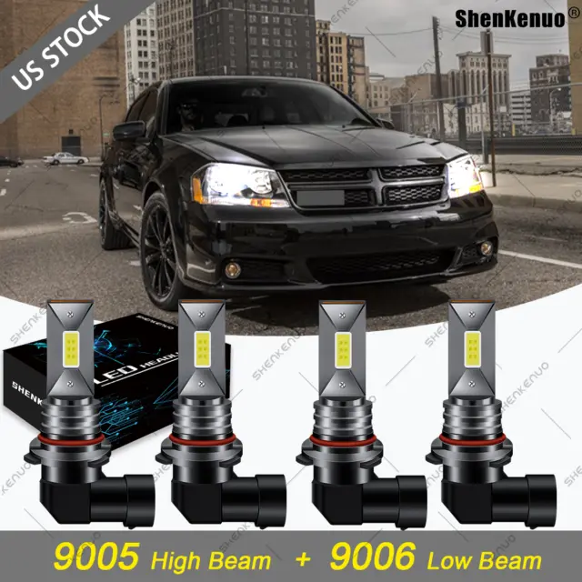For Dodge Avenger 2008-2014 - 6000K LED Headlight Bulbs High & Low Beam White