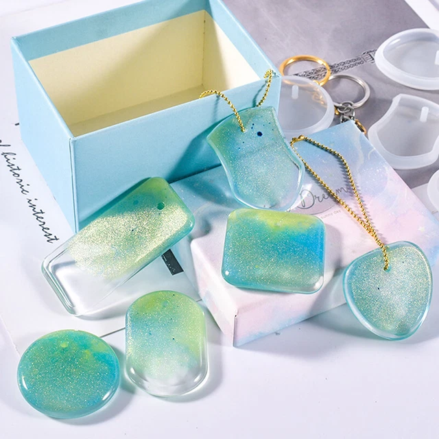 5pcs Keychain Pendant Silicone Mold Set DIY Pendant Crystal Epoxy Resin Mold