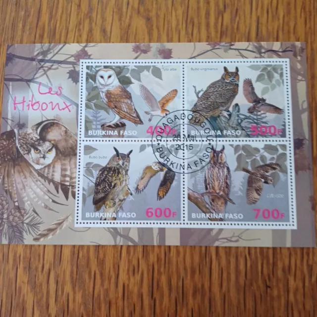Owls Mini Sheet Burkina Faso 2015 Stamped