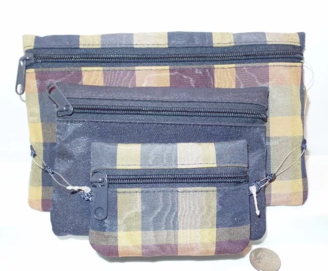 NWT Allegro Pacific 3 Piece Women's Purse/Wallet Set Checkered Pattern Blue