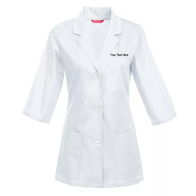 Women's Custom Personalized Consultation 3/4 Sleeve Lab Coat, 29 Inch Length