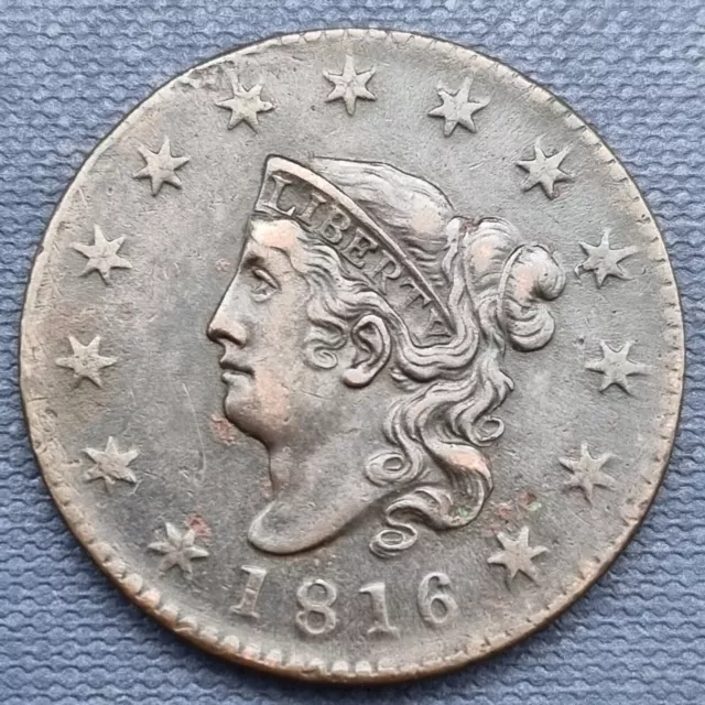 1816 Coronet Head Large Cent 1c Higher Garde XF - AU Details #60475