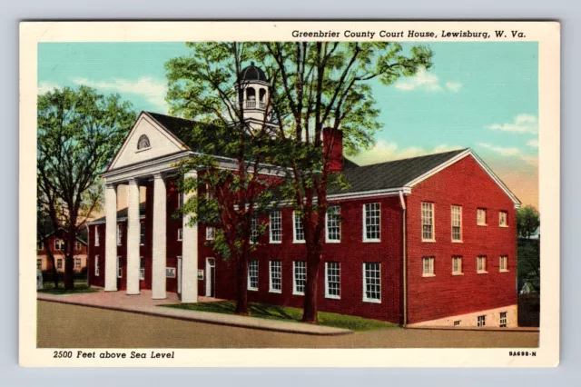 Lewisburg WV-West Virginia, Greenbrier County Court House, Vintage Postcard