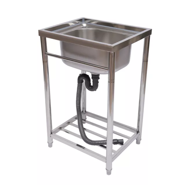 1 Compartment Commercial Sink Stainless Steel for Kitchen 7.87in Depth 2