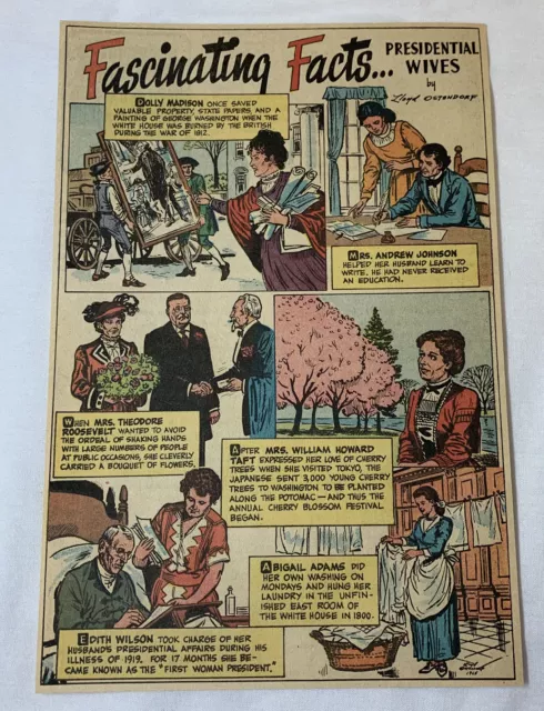 1966 Cartoon Pagina ~ Presidenziale Wives ~ Dolly Madison,Abigail Adams, Edith