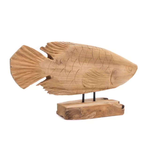 FISCH DEKO FIGUR ROOT FISH | Teak, 55 cm | Wurzelholz Figur, Holzskulptur