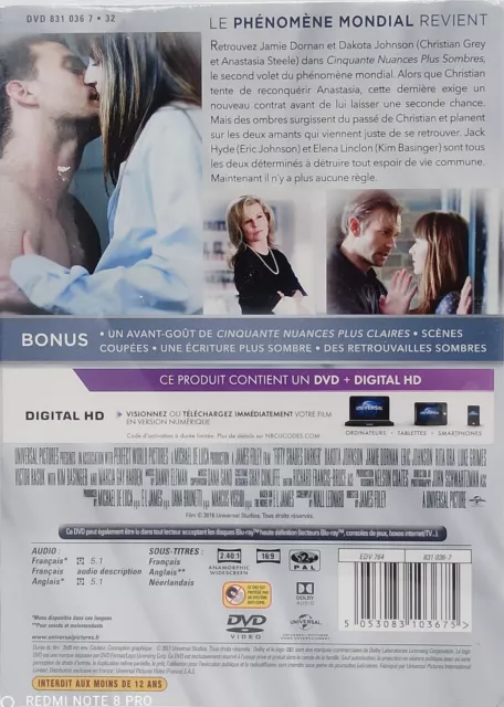 DVD CINQUANTES NUANCES PLUS SOMBRES  neuf sous blister 2