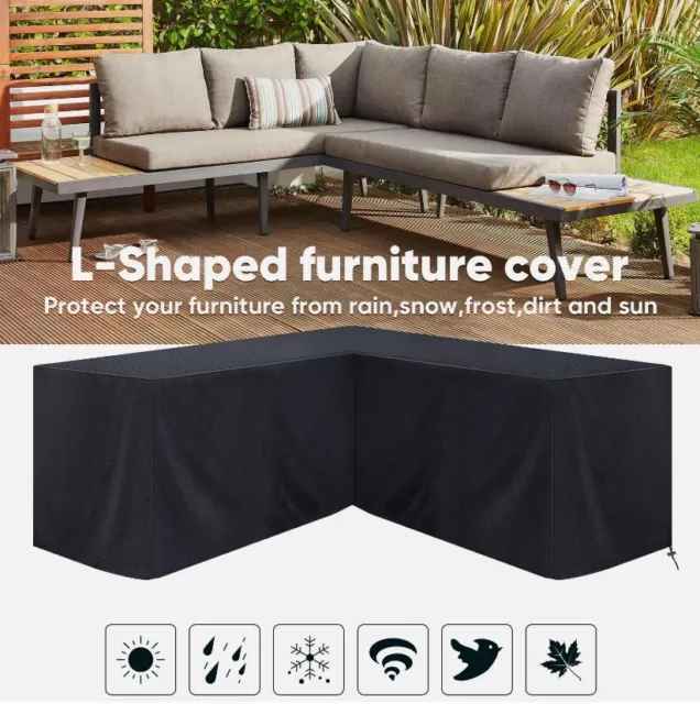 Rattan Corner Sofa Cover L Shape Garden Furniture Protector Outdoor Waterproof