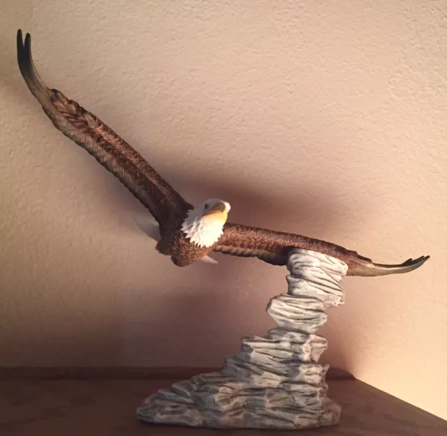 Soaring Bald Eagle, ceramic, highly detailed - 9" tall, 6"deep,12' widet