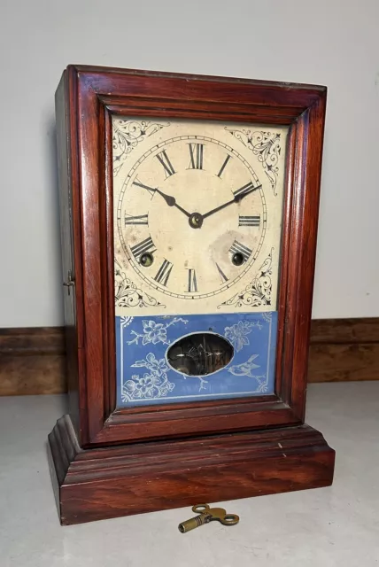 Early American Ansonia 8 Day Cottage Mantel Table Shelf Clock