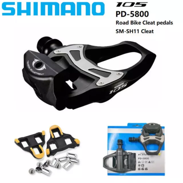 Shimano 105 PD-5800 Carbon 9/16" Clipless Pedals with Road Cycling SH11 Cleats