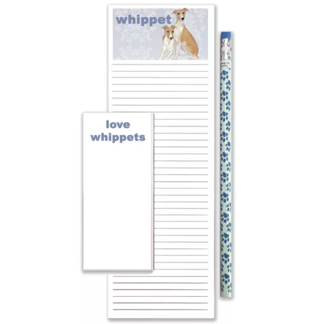 Whippet To Do List Magnetic Shopping Pad Notepad & Pencil Gift Set