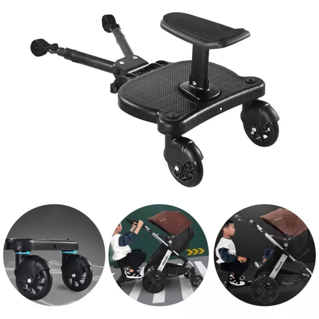 Buggy Stand Board with Seat Stroller Pram Pushchair Wheeled Stand Board UK New