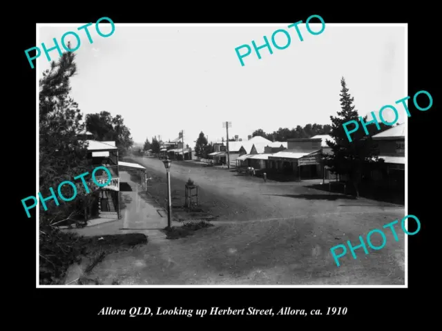 OLD LARGE HISTORIC PHOTO OF ALLORA QLD VIEW OF HERBERT STREET c1910