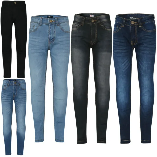 Kids Boys Skinny Jeans Designer Denim Stretchy Pants Fit Trouser New Age 5-14