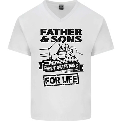 Father & SONS Best Friends For Life Da Uomo V-Neck T-shirt di cotone 2
