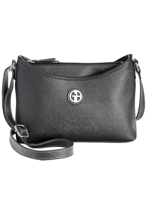 Giani Bernini Black Logo PVC Adjustable Strap Crossbody Handbag Purse