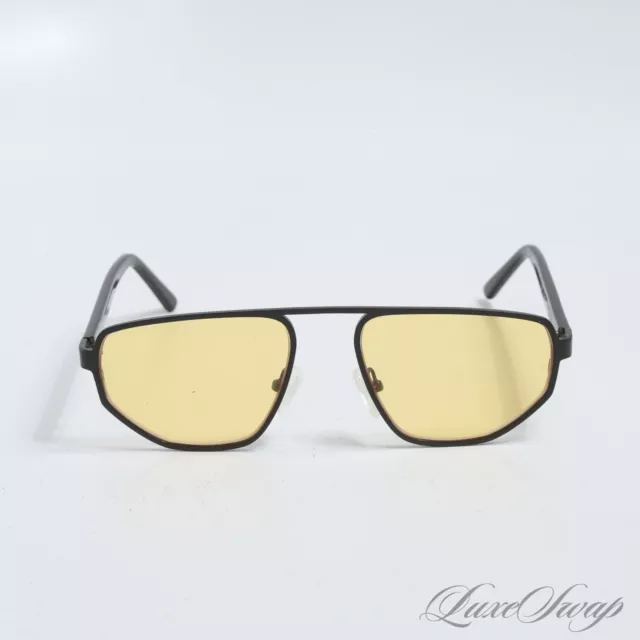 #1 MENSWEAR LNWOT RECENT Lu Goldie Black Victoire Gold Lens Sunglasses UV400
