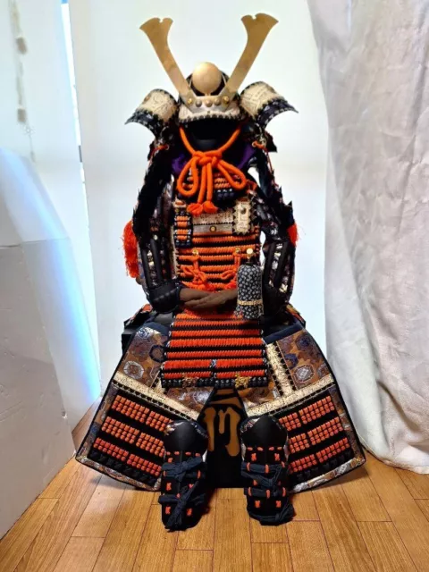 Child Japanese Armor yoroi samurai dou kabuto mempo with box stand from japan