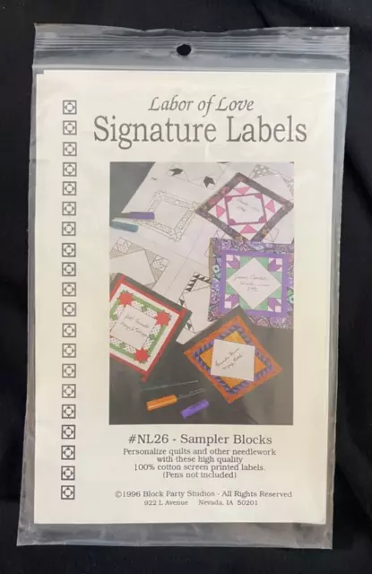 Sewing Quilting Pattern Signature Labels #Nl26 Sampler Blocks -Labor Of Love-New