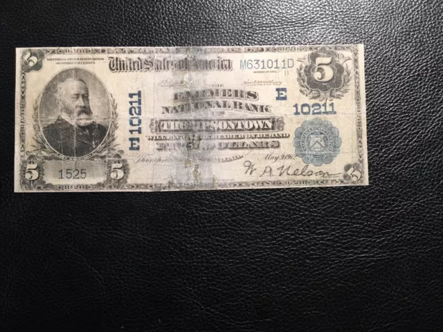 National Bank Note Thompsonton PA Rare But Damaged Repaired Signature Redrawn