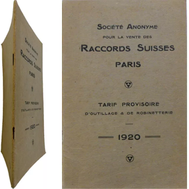 Catalogue Raccords Suisses Paris 1920 plomberie sanitaire outillage robinetterie