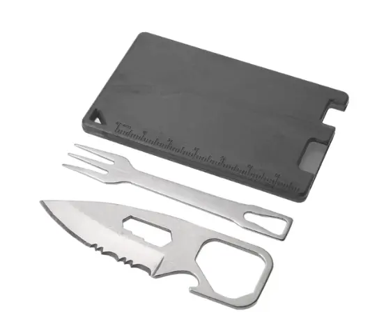 Mini Besteck im Kreditkartenformat Messer/Gabel EDC für Outdoor/Survival & To-Go 2