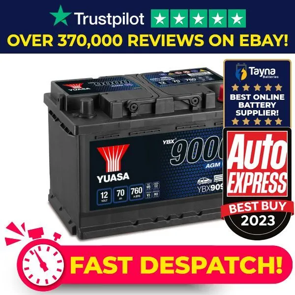 Yuasa YBX9115 12V 80Ah 800A AGM Start Stop Battery - Car Spares